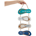 Miniatyrbild 4 av 5: Stranden är min lyckliga plats skylt, hängande nautisk flip flop väggskylt prydnad för hem och strand badrumsinredning