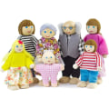 Miniatyrbild 2 av 4: Trähusdocka Familjeklädda figurer, Familjerollspel Klädda figurer Farfar, Mormor, Mamma, Pappa, Barn, Bebis Familj på 7