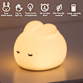 Miniatyrbillede 2 af 5: Børnenatlys, Kanin Baby Natlampe Silikon, USB Genopladelig Børnenatlys, Baby Natlys Timer Blanco