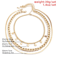 Miniatyrbillede 5 af 5: Punk Lagt Kæde Halskæde Stjerne Slange Knogle Lænke Multilayer Choker Halskæder Lagdeling Papirclips Halskæde Kæde Smykker gold A