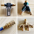 Miniatyrbilde 5 av 5: Hageslange-adapter, hann til hann, hunn til hunn, 3/4 tommers messingkobling, 4-pakning med 4 ekstra skiver