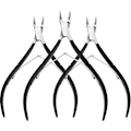 Miniatyrbild 1 av 5: 3-pack nagelbandsskärare, spetsiga blad, nagelbandstrimmer i rostfritt stål, nagelklippare, manikyrverktyg för naglar, ingen nagelbandspusher (svart)