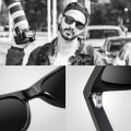 Miniatyrbillede 2 af 2: Et par solbriller polariserede anti-UV trendy designer solbriller til mænd og kvinder (lys sort stel med sorte og grå linser)