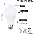 Miniatyrbillede 3 af 5: 12W E27 PIR Infrarød LED-pære med bevægelsessensor Automatisk tænd/sluk A60 220V 1200lm svarende til 120W halogen, (pakke med 2, varm hvid 2700k