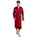 Miniatyrbild 2 av 4: Morgonrock för män sommar lätt bastudräkt långärmad morgonrock med bälte sommarrock pyjamas sidenpyjamas kimono pyjamas herrpresent deep red XL