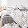 Miniatyrbild 1 av 4: 200x230 Rutig Täckeöverdrag - Vändbar Mikrofiber Sängklädesset Vit och Grå med Blixtlås - Sängkläder för Vuxna för 2 Personer Örngott 50 x 75 cm