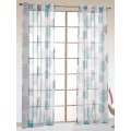 Pikkukuva 1 / 3: Elegantti geometrinen reikäverho verho oviin, ikkunoihin, parvekkeelle, olohuoneeseen, leveys 140 cm (korkeus 225 cm, sininen)