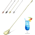 Miniatyrbilde 1 av 5: Cocktail-omrøringskje i rustfritt stål, lange håndtak, lang vridd cocktail-omrører for bartender, lang og attraktiv spiraldesign for omrøring Imitation gold