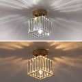 Miniatyrbillede 5 af 5: Krystal loftslampe, 60W mini kvadratisk lysekrone indbygget moderne foldbar næsten loftslampe, spisestue soveværelse, E27 sokkel