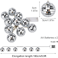 Miniatyrbillede 2 af 5: Spejlkugle-lyskæde, disco-spejlkugle-LED-strenge, 10 LED-spejlkugler