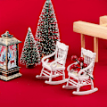 Miniatyrbillede 5 af 5: Træstol 1:12 skala julemodel stol mini træ gyngestol sæt af 2