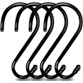 Miniatyrbild 1 av 5: 4-pack stora kraftiga S-krokar 15 cm svart gummibelagd metall S-krok för upphängning, för kök badrum sovrum kontor