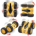 Pikkukuva 4 / 5: Mini-stunt-kauko-ohjattava autolelu, 4WD 2.4Ghz kaksisuuntainen pyörivä auto, lasten lelu syntymäpäivä poika ja tyttö ilman akkua keltainen