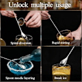 Miniatyrbilde 2 av 5: Cocktail-omrøringskje i rustfritt stål, lange håndtak, lang vridd cocktail-omrører for bartender, lang og attraktiv spiraldesign for omrøring Gun black