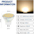 Miniatyrbillede 2 af 4: MR11 GU4 12V LED 4W Varm Hvid 3000K, 350LM, 120° 35mm MR11 35W Halogen Equivalent, AC DC 24V 12V GU4 Indbygget LED Spot, 4stk