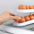 Miniatyrbilde 4 av 4: Kjøleskap eggestativ, automatisk rullende eggbeholder, 2-lags rullende eggdispenser, (hvit)