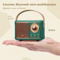 Miniatyrbild 2 av 5: Bärbar retro Bluetooth-högtalare, FM-radiohögtalare, stödjer USB/TF-kort/AUX
