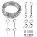Miniatyrbillede 1 af 5: Rustfrit ståltov hængende sæt/wire kabel med spændebøjle /15m PVC-belagt rustfrit ståltov 2mm med M5 rustfrit stål spændebøjle krog og øje
