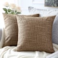 Pikkukuva 2 / 5: 2 kpl tyynynpäällistä, yksivärinen, pellavainen tyynynpäällinen, sohvaan, makuuhuoneeseen, kotiin, 45*45cm Coffee color