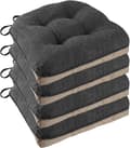 Halkskyddsstolsdynor för matstolar Set om 4,46*43*9cm Sittdyna med band dark gray
