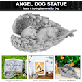 Miniatyrbilde 3 av 5: Minnestein for kjæledyr, hundestatue i harpiks, gravstein for kjæledyr på kirkegården