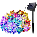 Miniatyrbild 1 av 5: Solcellslingor för utomhusbruk, 23 fot 50 LED-blommor, vattentäta solcellslampor med färgglatt ljus