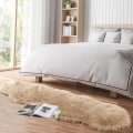 Miniatyrbillede 2 af 5: Soverumskunstpels tæppe, fluffy linned tæppe, blødt fåreskind tæppe sofa pude, beige plys lille tæppe plys tæppe