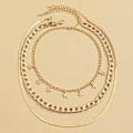 Miniatyrbillede 3 af 5: Punk Lagt Kæde Halskæde Stjerne Slange Knogle Lænke Multilayer Choker Halskæder Lagdeling Papirclips Halskæde Kæde Smykker gold A