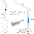Miniatyrbilde 4 av 5: Dimbar LED-bordlampe, 3 moduser/ 5 lysstyrkenivåer/LCD-skjerm/alarmklokke/temperatur og kalender, øyebeskyttende berørings-LED-skrivebordslampe White