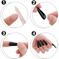 Miniatyrbilde 2 av 5: Matte Akryl Falske Negler Tips Kit Set 100 Stykker Falske Fingernegler Forlengelse Lang  Kiste Ballerina Full Dekning DIY Dekorasjoner black