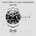 Pikkukuva 2 / 5: OLEVS Miesten Kellot Musta black Dial/Silver Band