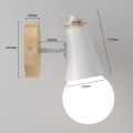 Miniatyrbillede 4 af 5: Retro indendørs væglampe 360° drejelig trævæglampe E27 væglampe til soveværelse, køkken, (2 stk. - hvid)