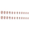 Miniatyrbillede 4 af 4: Nude falske negle tips firkantet fransk tryk på negle rhinestone medium længde slid kunstige negle til neglekunst manicure dekoration, 24 stk