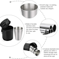 Miniatyrbilde 2 av 5: 4-pakning 30 ml rustfritt stål kopp matvarekvalitet metall reisekopp camping vannkrus krus mini bærbar shot glass sett