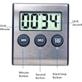 Miniatyrbillede 2 af 5: Mini Digital Timer, 24-timers format, Nedtælling og Stopur, til køkken, sport, studie, møde, rustfrit stål sort