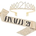 Miniatyrbilde 5 av 5: 60 og fabelaktig skjerf og tiara med rhinestones - 60-årsdag skjerf, 60-årsdagsgaver, festutstyr, rekvisita og dekorasjoner (gull)