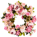 Miniatyrbillede 1 af 4: Kunstig Blomsterkrans Peony Krans - Dørkrans Forårskrans Rund Krans til Hoveddør, Bryllup, Hjemmeindretning