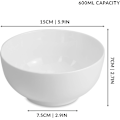 Miniatyrbillede 4 af 5: Porcelænsskåle - Sæt med 4 | 600 ml hvid skål | Perfekt til desserter, morgenmad og supper | Tåler opvaskemaskine, mikroovn og ovn