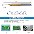 Miniatyrbilde 2 av 5: Sett med 10 titan-karbid graveringsbits 3,175 mm x 0,5 mm x 3 mm
