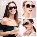 Miniatyrbillede 2 af 4: Solbriller Dame Polariserede Retro Designer Dame Solbriller Stor Ramme Oversized Shades UV400 Beskyttelse Transparent brown
