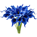 Miniatyrbild 1 av 5: 20 st bule blommor konstgjorda kallaliljor sidenblommor 13,4\" för hem kök & bröllop
