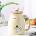 Miniatyrbillede 2 af 5: Tekop med ske og låg, keramisk kaffekop, kawaii katte kop, søde tekopper, søde ting, fødselsdagsgaver, 401-500ml Azul
