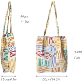 Miniatyrbilde 2 av 5: Tote Bag Handleveske Stor Kordfløyelsveske for Kvinner Vaskbar Gjenbrukbar Skulderveske Fargerike Striper Håndverksvesker, for Shopping Reise Rojo vino