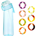 Miniatyrbilde 1 av 5: Luftflaske med duftende smakspulver, 650ml drikkeflasker med 7 fruktpods duftende, med sugerør (tilfeldige duftpods) Transparent black (7 random rings)