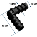 Miniatyrbillede 2 af 5: Slangeforbindelser til 16mm vandingssystem (albue)