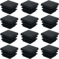 Miniatyrbilde 1 av 4: 40 stk firkantede plastplugger 20mm x 20mm sorte firkantede rørplugger firkantede rørsett plast endehetter for møbelben skaphyller stolben