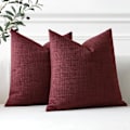 Pikkukuva 3 / 5: 2 kpl tyynynpäällistä, yksivärinen, pellavainen tyynynpäällinen, sohvaan, makuuhuoneeseen, kotiin, 45*45cm wine red