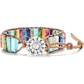 Miniatyrbillede 1 af 5: 7 Chakra armbånd til kvinder med ægte sten læder wrap helbredende perle armbånd kvinder mænd Boho venskabssmykker