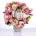 Miniatyrbillede 4 af 4: Kunstig Blomsterkrans Peony Krans - Dørkrans Forårskrans Rund Krans til Hoveddør, Bryllup, Hjemmeindretning