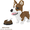 Miniatyrbild 3 av 5: Mini Byggstenar för Husdjur - Små Byggklossar för Barn Corgi Dog and Food 12 x 6 x 12 inches